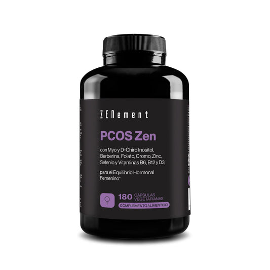 PCOS Zen con Myo y D-Chiro Inositol, Berberina, Folato, Cromo, Zinc, Selenio y Vitaminas B6, B12 y D3 - 180 Cápsulas Vegetarianas