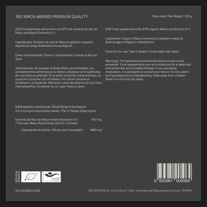 Extracto de pura maca andina Eco 4850mg - 400