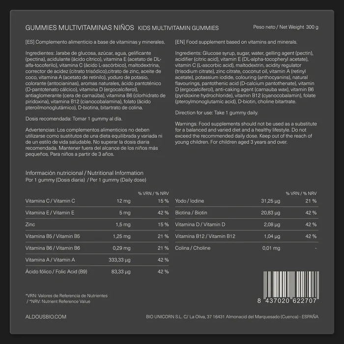 Multivitaminas para niños en gominolas - 120 gummies