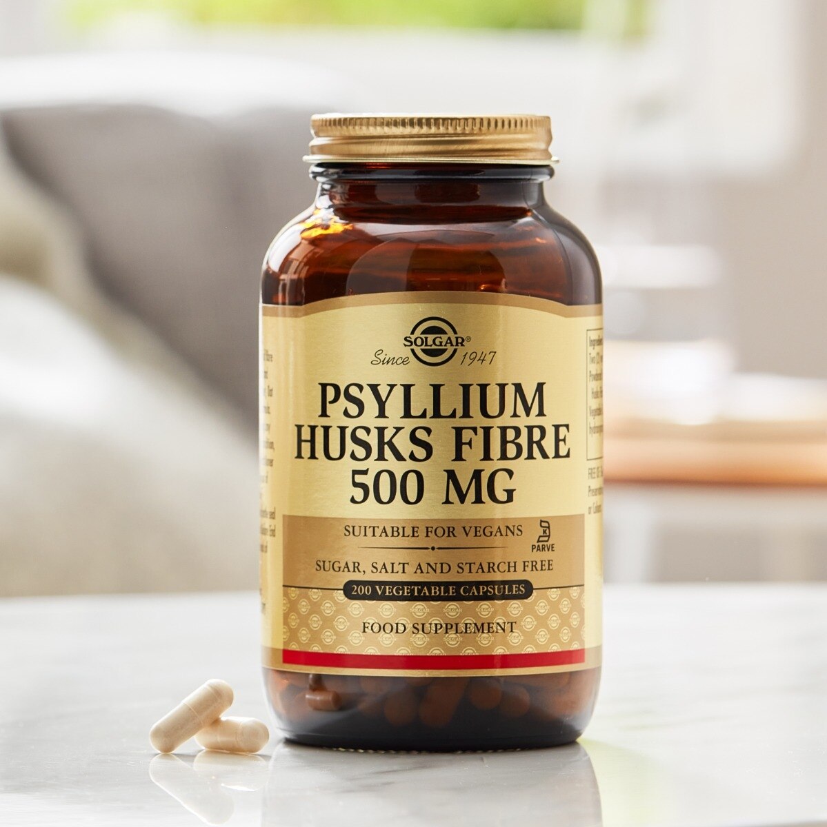 Fibra de cáscaras de psyllium 500 mg - 200 cápsulas vegetales